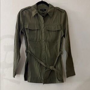 Jessica Simpson Utility Shirt Jacket Belted Long Sleeve Button Front - Size S